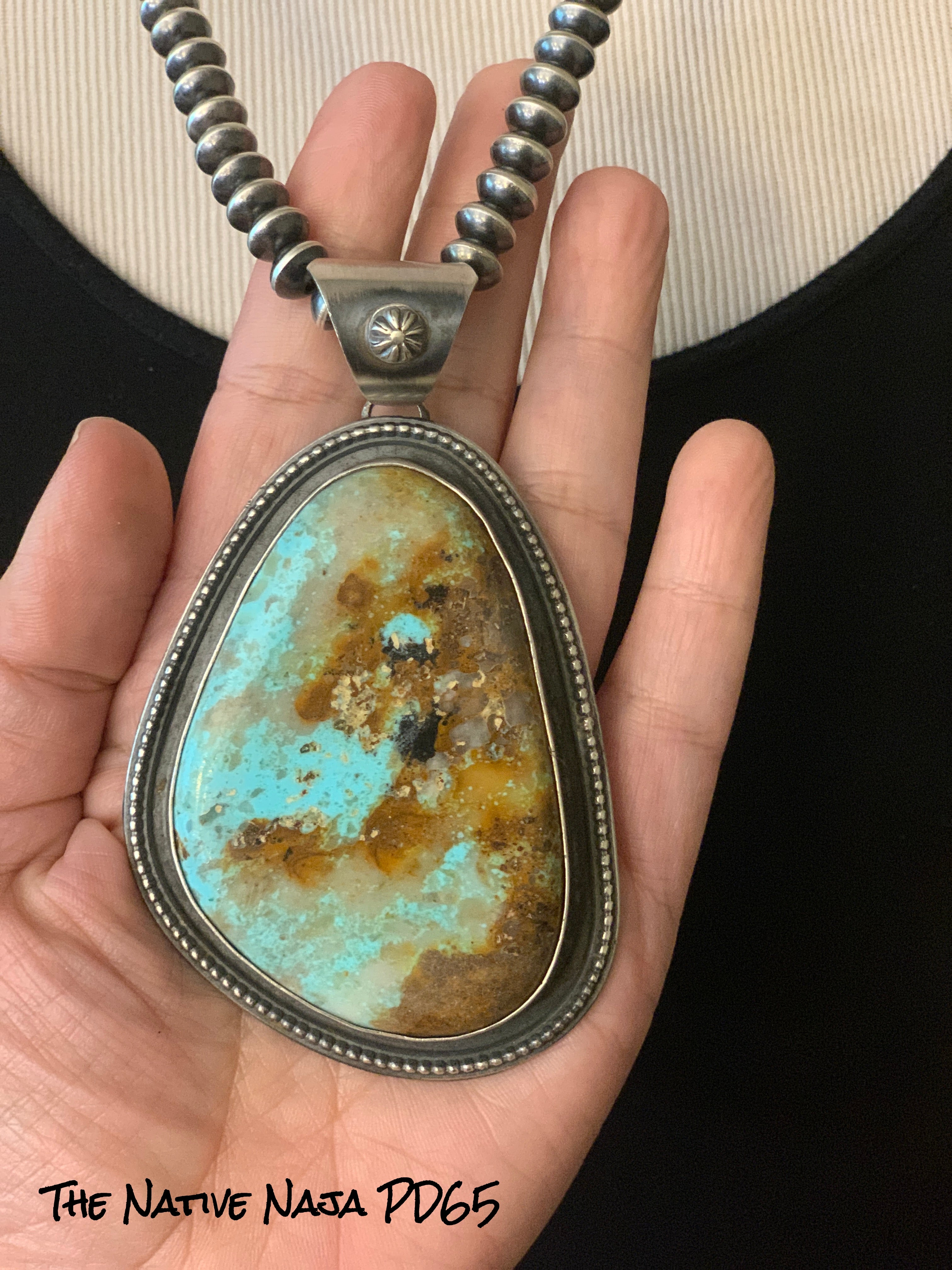 Massive Chimney Butte Genuine Sterling Silver & Turquoise Shadowbox Pendant PD65