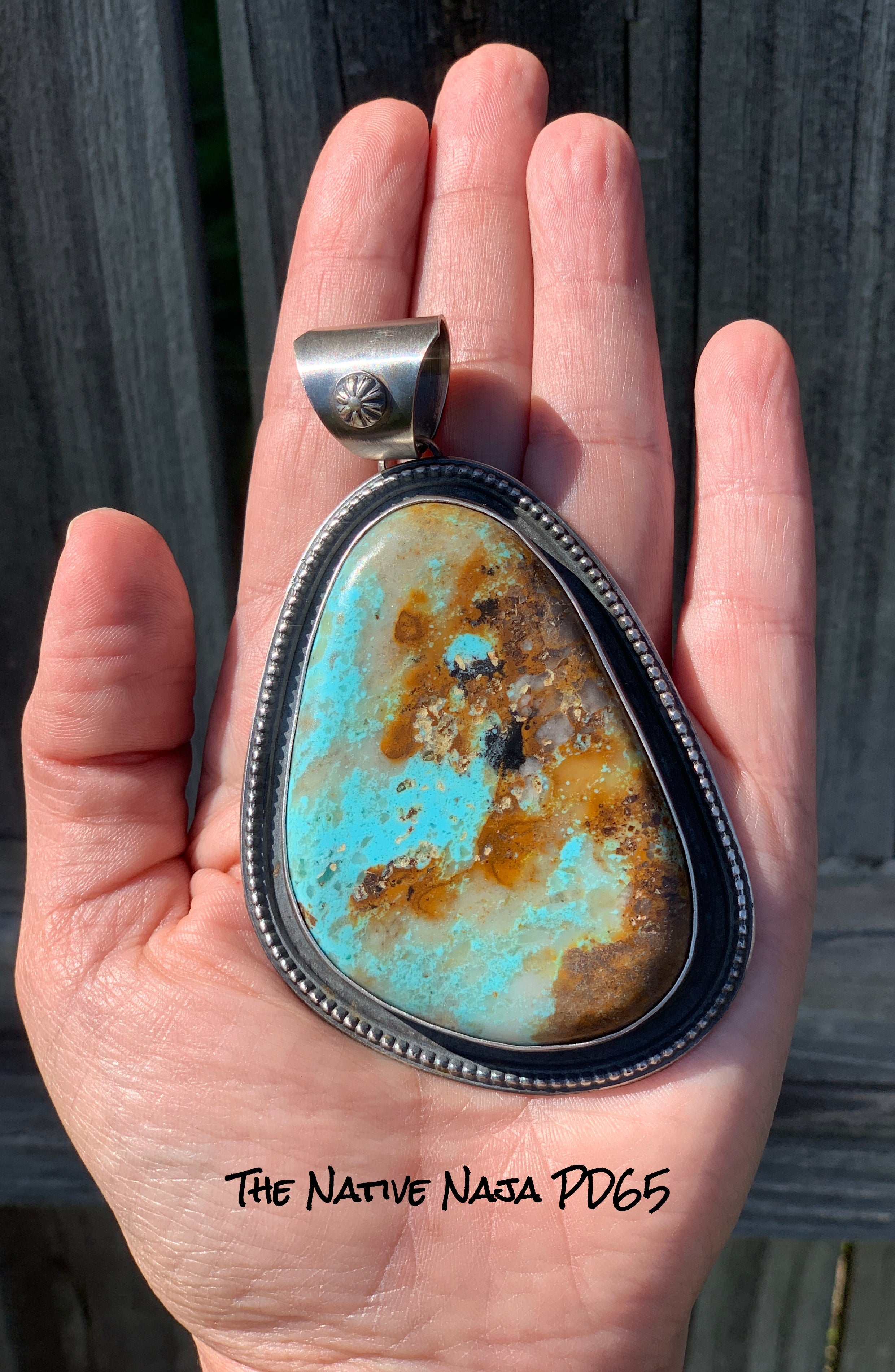 Massive Chimney Butte Genuine Sterling Silver & Turquoise Shadowbox Pendant PD65