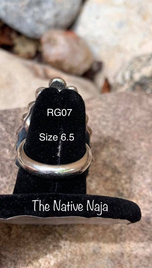 Navajo Sterling Silver & Kingman Turquoise Ring Size 6.5 RG07