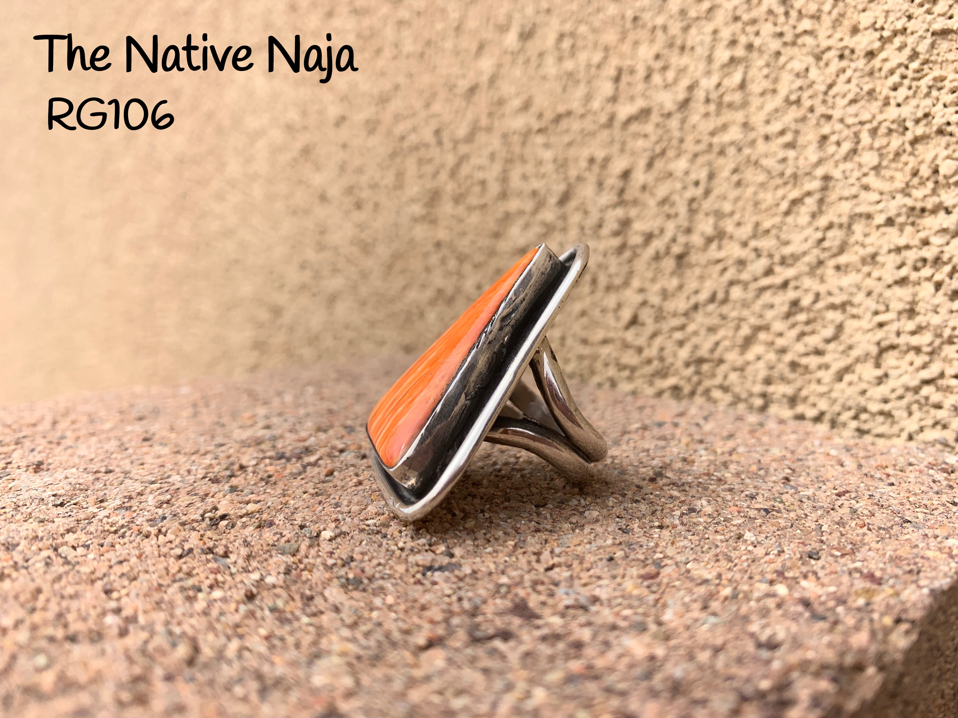Navajo Chimney Butte Sterling Silver & Spiny Oyster Triangle Ring SZ 6 1/4 RG106