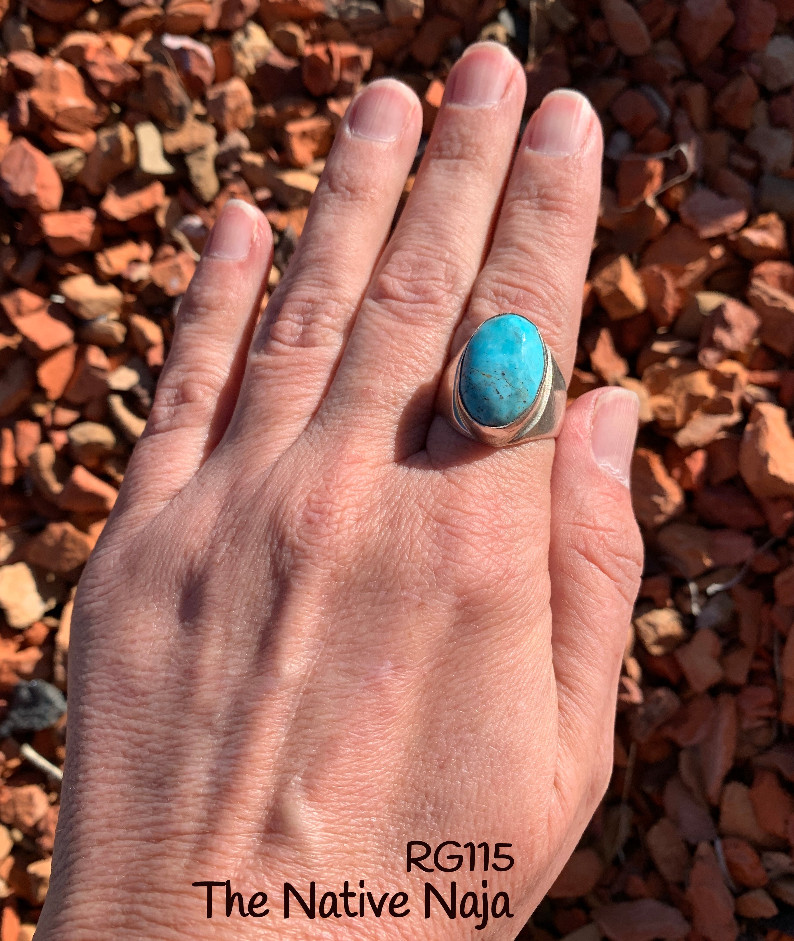 Unisex Mens Navajo Chimney Butte Sterling Silver & Kingman Turquoise Oval Ring Size 9 RG115