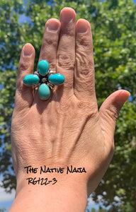 Navajo Etta Endito Sterling Silver & Campitos Turquoise Ring Size 9 RG122-3