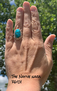 Navajo Gaybert Mexicano Sterling & Sonoran Mountain Turquoise Ring Size 7 RG124