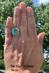 Navajo Gaybert Mexicano Sterling & Sonoran Mountain Turquoise Ring SZ 71/4 RG126