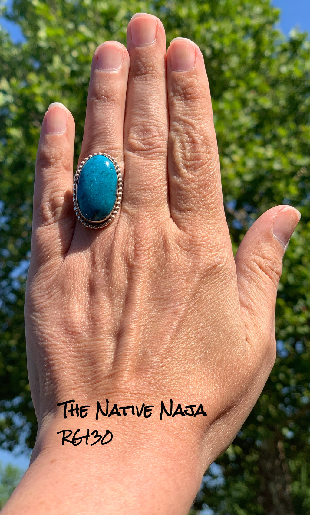 Navajo Art Platero Sterling Silver & Kingman Turquoise Ring SZ 6 1/2 RG130
