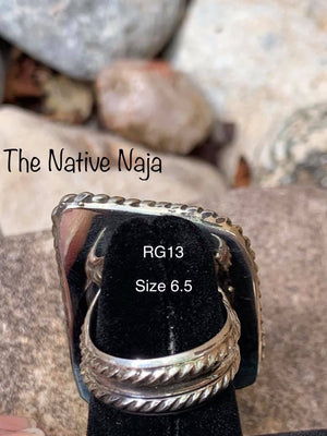 Navajo Sterling Silver & Kingman Turquoise Ring Size 6.5 RG13
