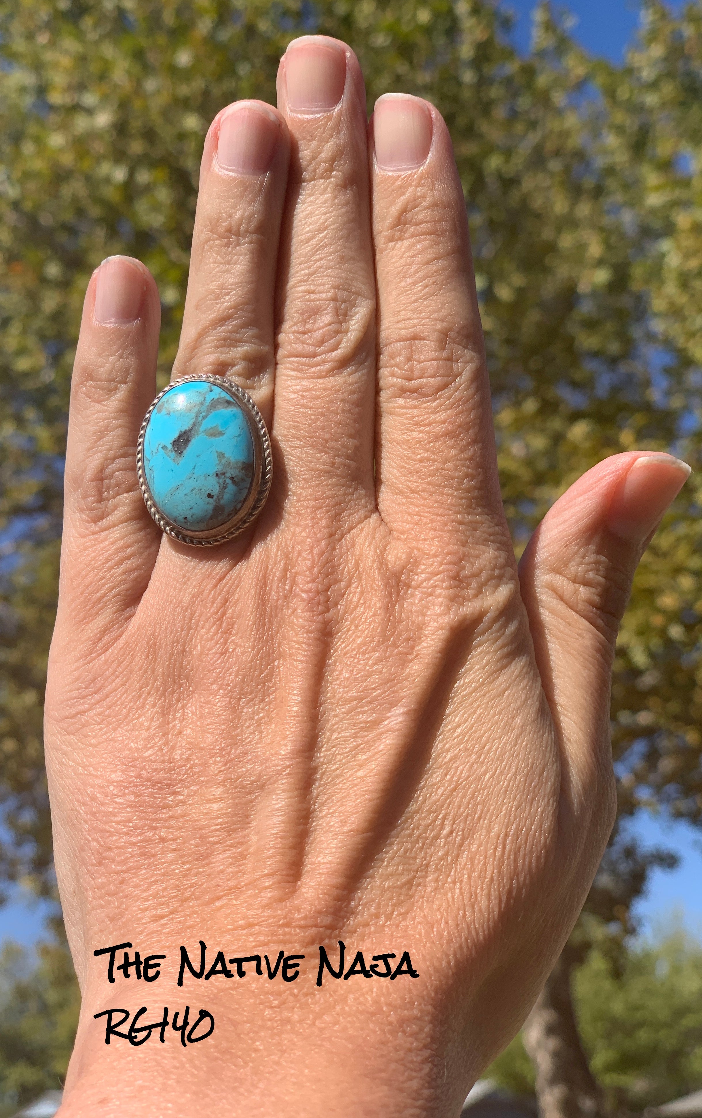 Navajo Burt Fancisco Sterling & Kingman Turquoise Ring Size 7 3/4 RG140