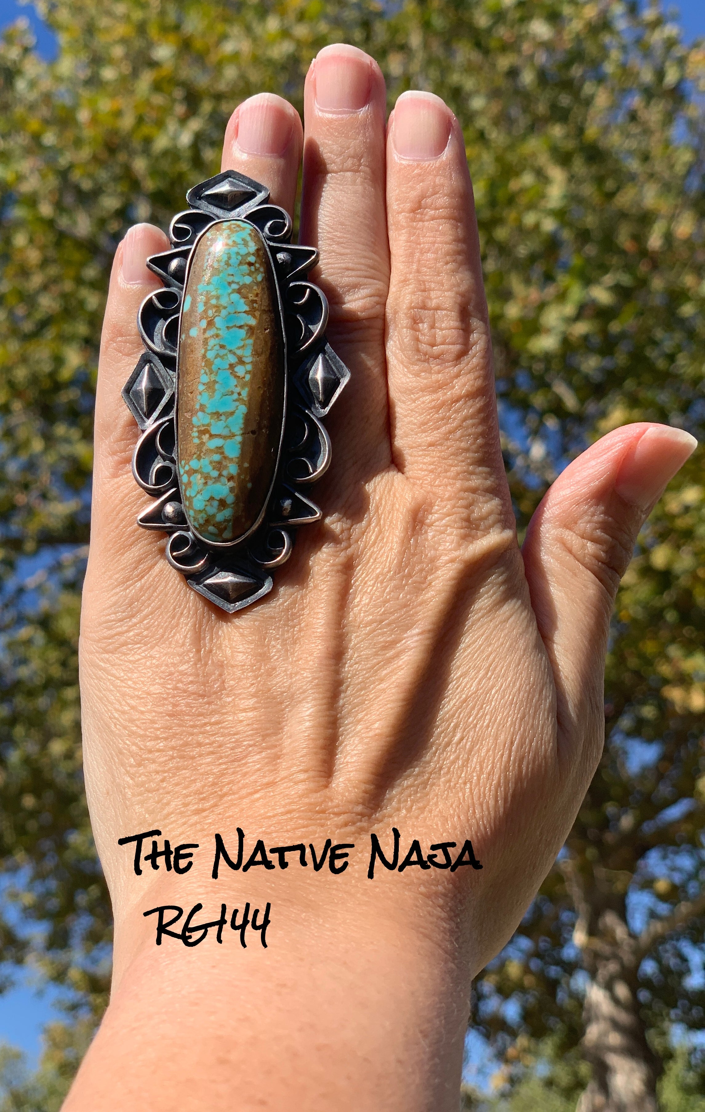 Massive Navajo Chimney Butte Sterling Silver & #8 Turquoise Ring Size 7 1/2 RG144