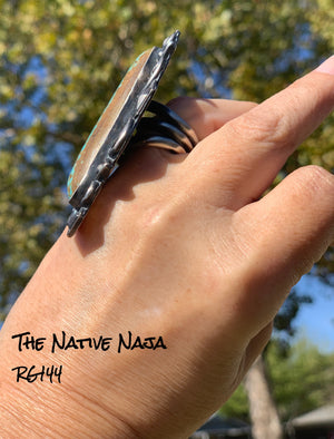 Massive Navajo Chimney Butte Sterling Silver & #8 Turquoise Ring Size 7 1/2 RG144