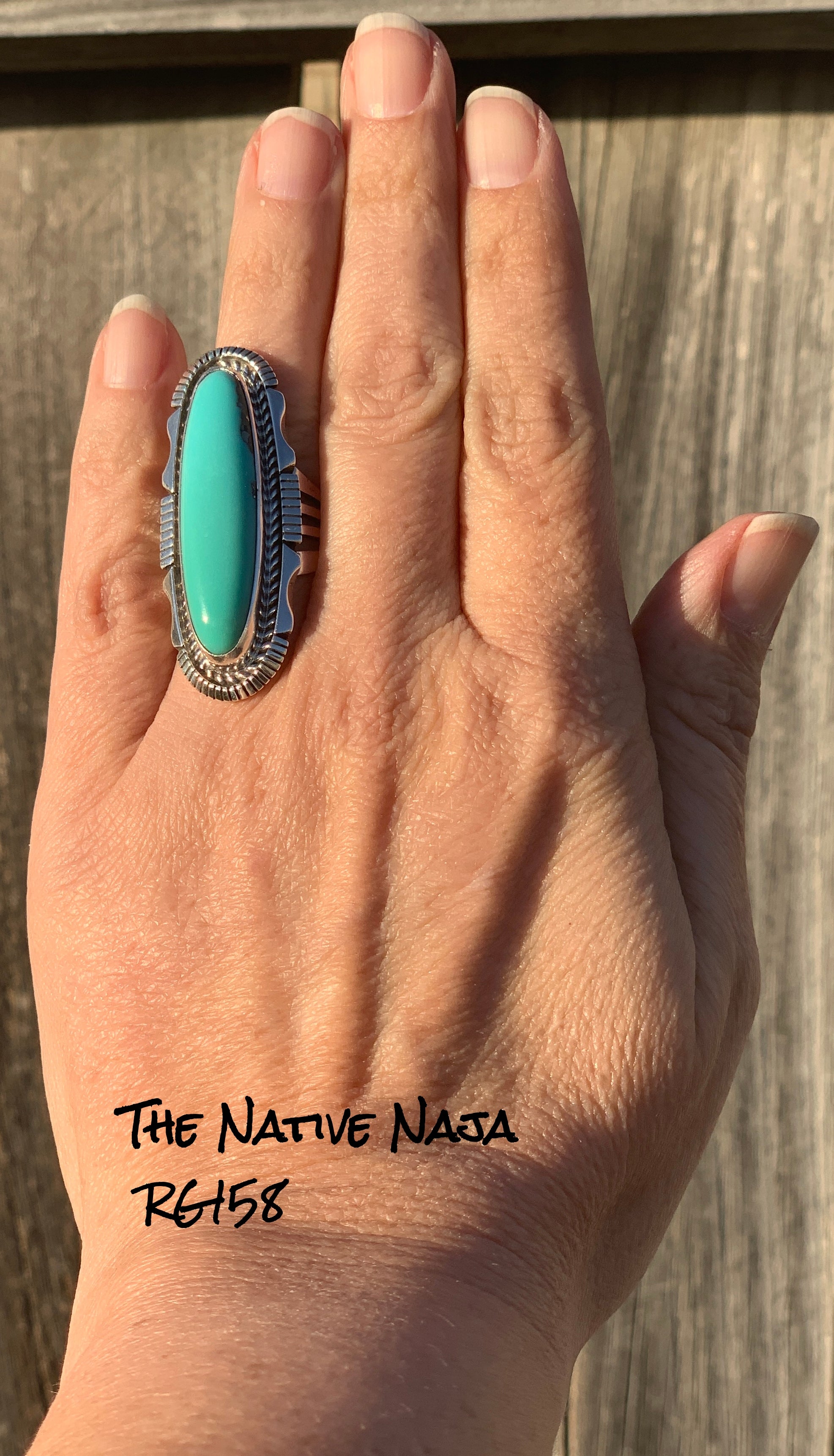 Navajo Eddie Secetaro Sterling Silver & Campitos Turquoise Ring Size 7 1/ 2 RG158