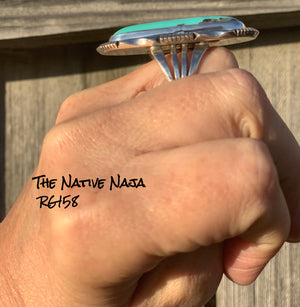 Navajo Eddie Secetaro Sterling Silver & Campitos Turquoise Ring Size 7 1/ 2 RG158