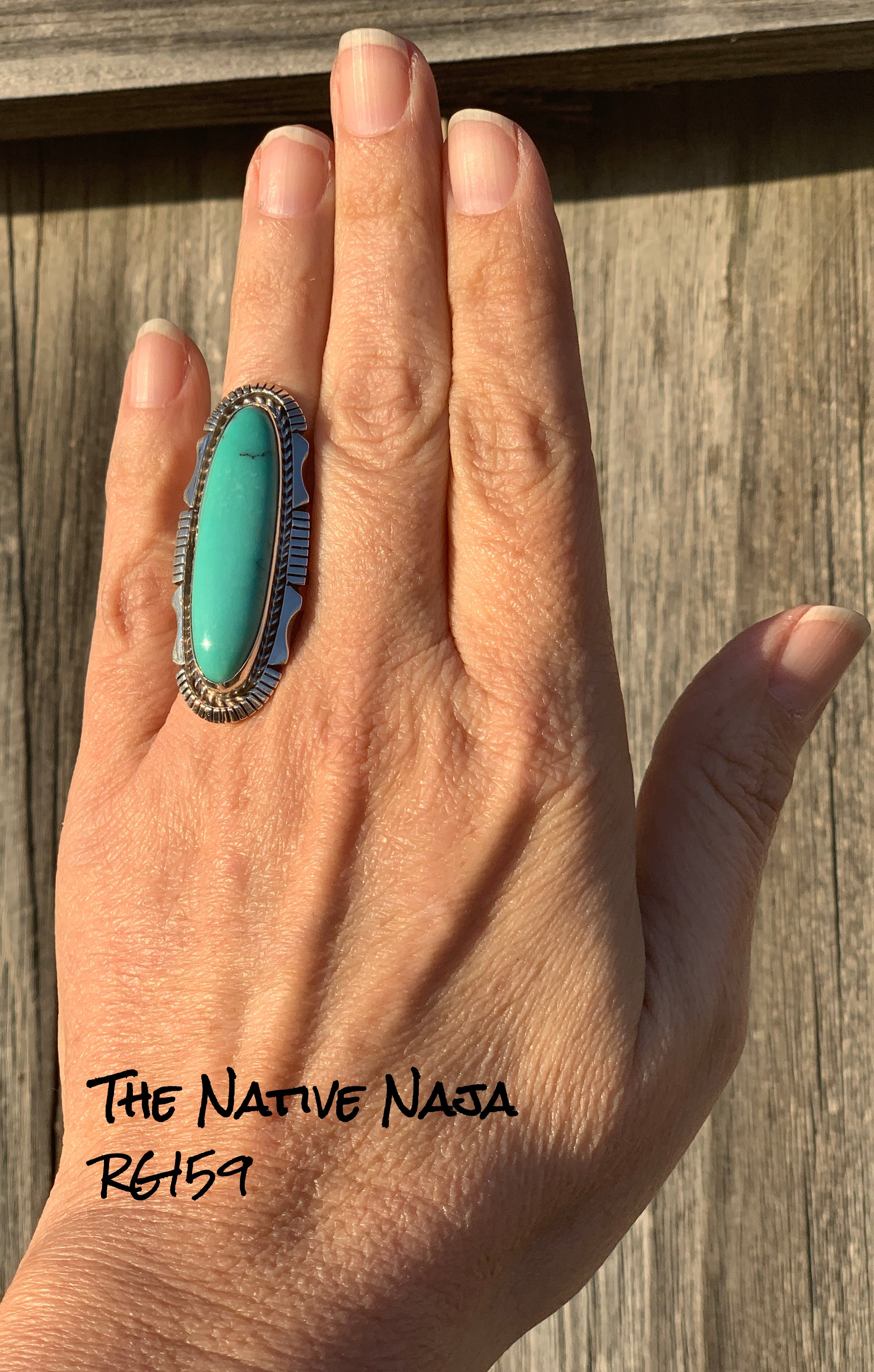 Navajo Eddie Secetaro Sterling Silver & Campitos Turquoise Ring Size 7 3/4 RG159
