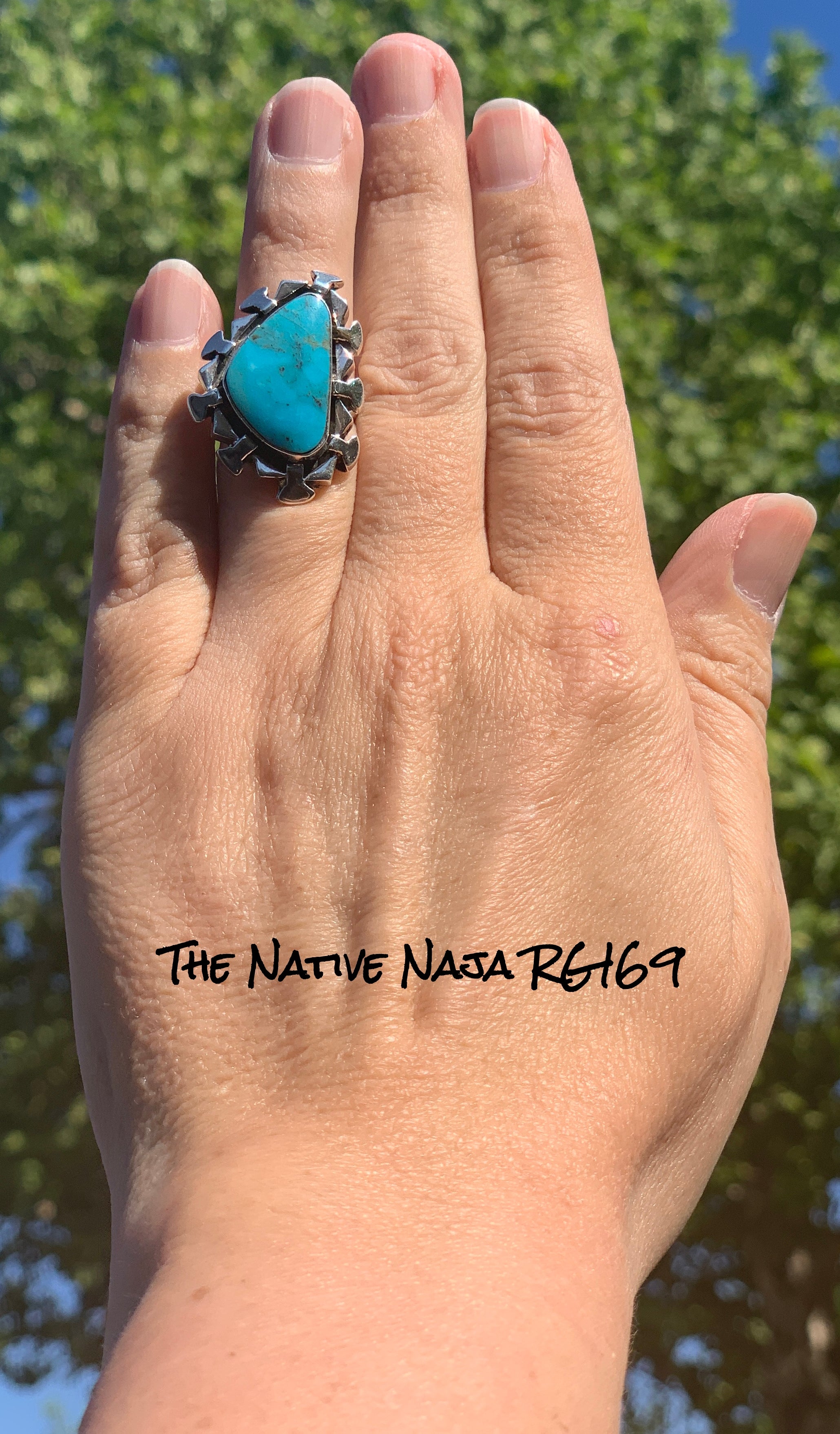 Navajo Mike Smith Contemporary Sterling Silver & Turquoise Ring Size 5 3/4" RG169