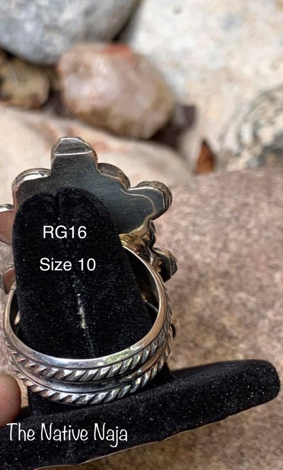Navajo Sterling Silver & Kingman Turquoise Ring Size 10 RG16