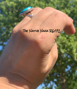 Navajo Jamie Saunders Sterling Silver & Turquoise Ring Size 8 RG172