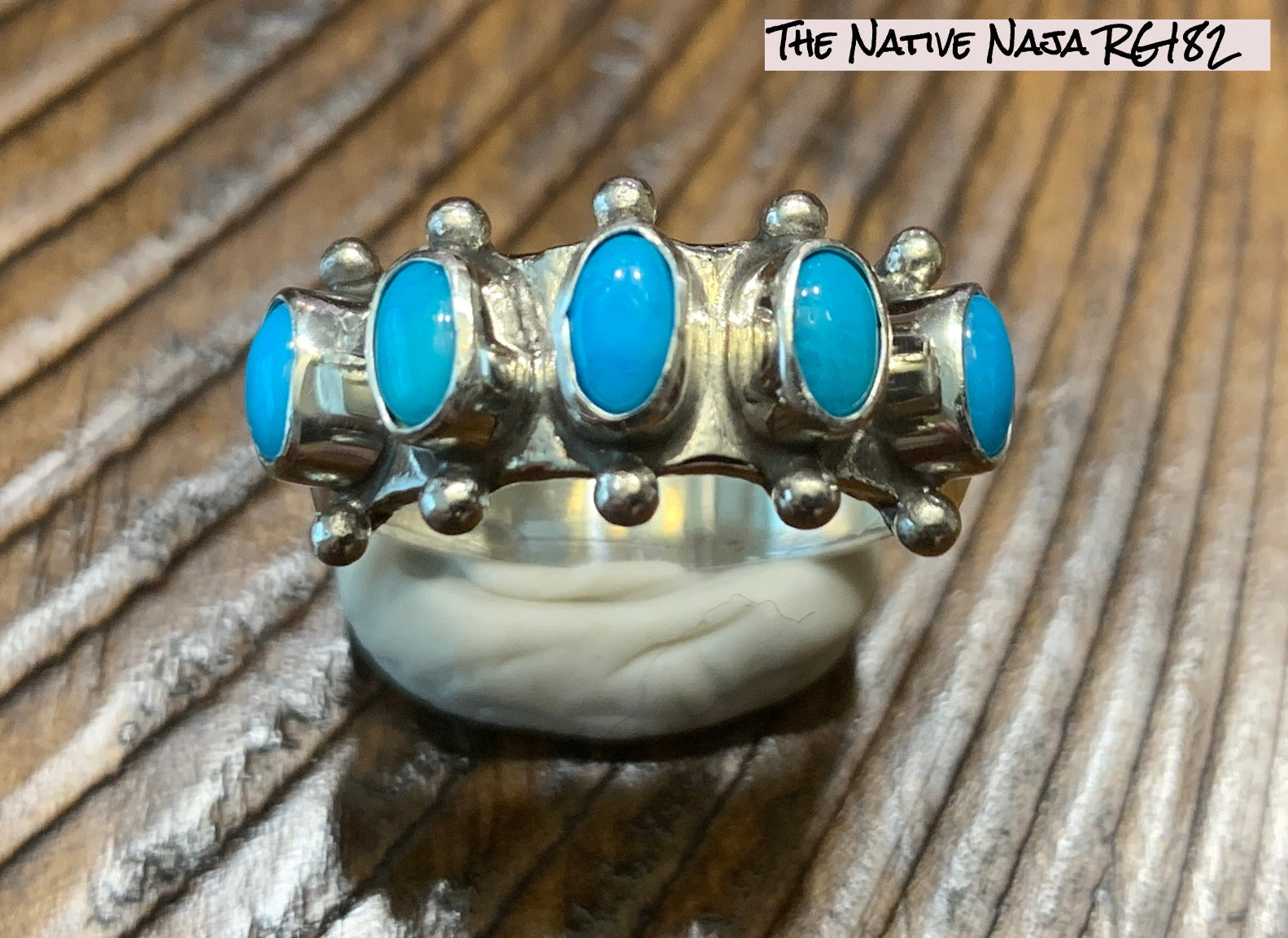 Tom Lewis Zuni Paloma Sterling Silver & Turquoise Ring Size 6 3/4 RG182