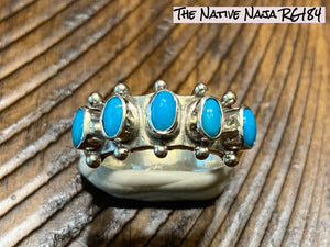 Tom Lewis Zuni Paloma Sterling Silver & Turquoise Ring Size 7 3/4 RG184