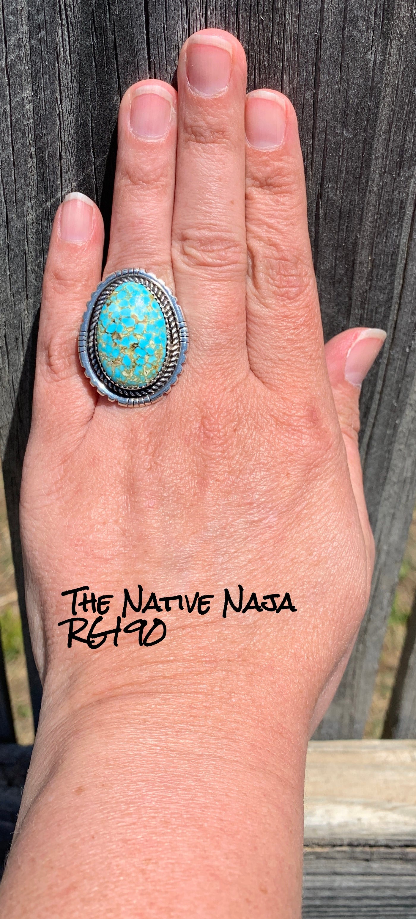 Fred Francis Navajo Sterling Silver & Kingman Turquoise Ring Size 7 1/2 RG190