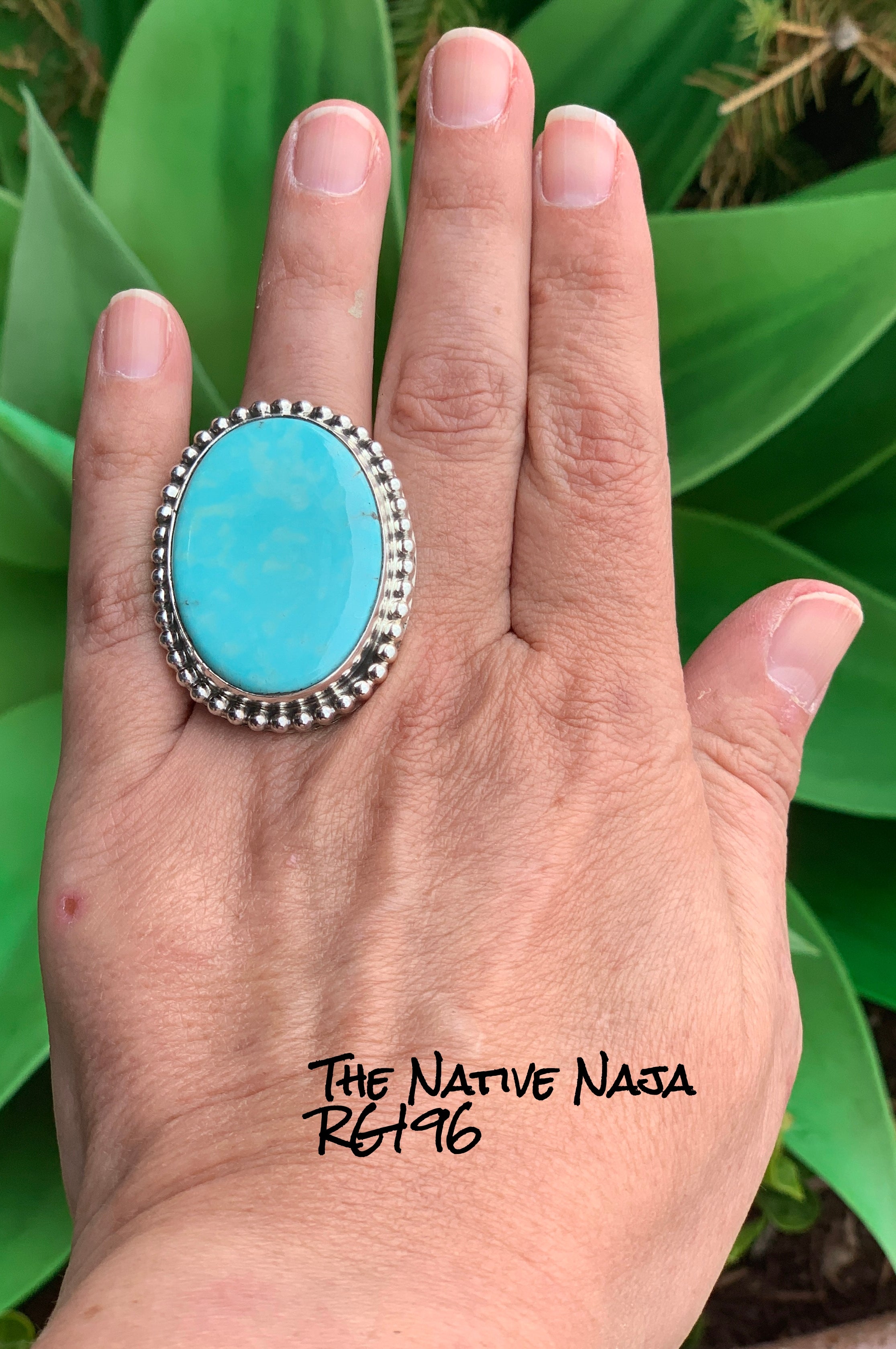 LRG JL Chimney Butte Gallery Navajo Campitos Turquoise & Sterling Silver Ring Size 7 RG196