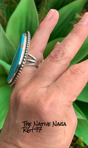 LRG JLC Chimney Butte Navajo Campitos Turquoise & Sterling Ring SZ 6 1/4 RG197
