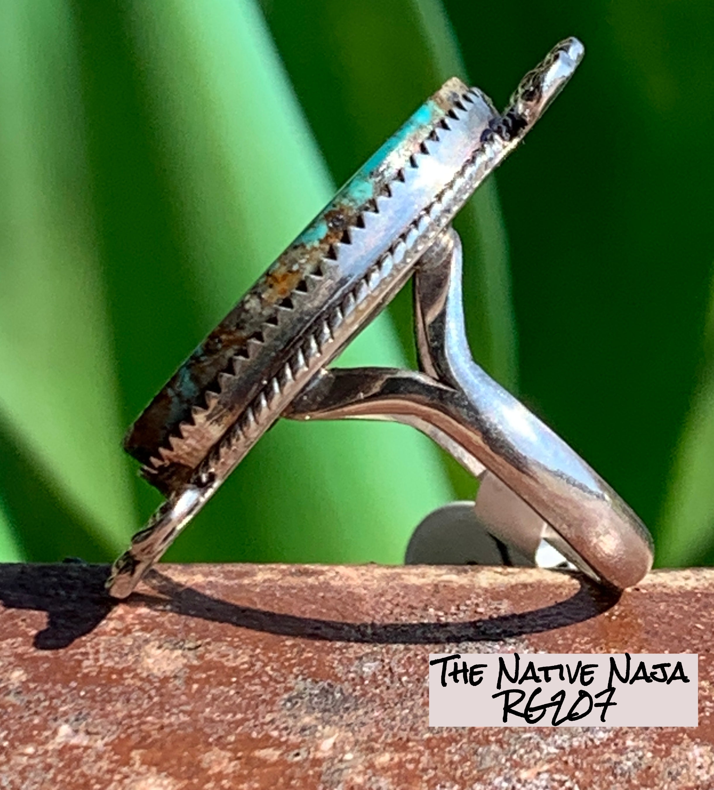 Signed Navajo Sterling Silver & Stone Mountain Turquoise Ring Size 8 RG207