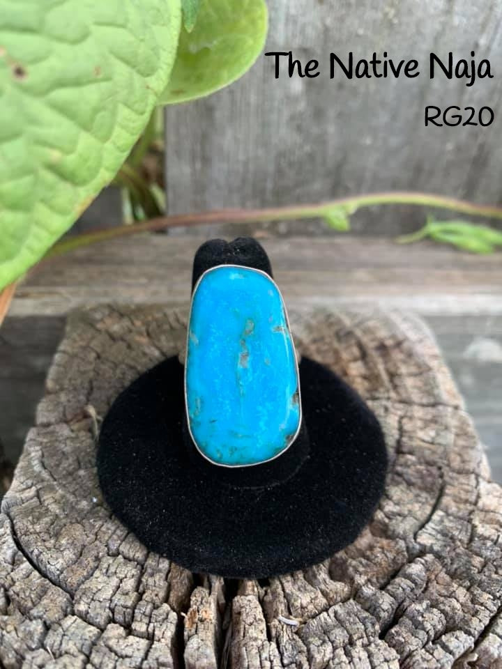 Navajo Sterling Silver & Kingman Turquoise Ring Size 7 1/4 RG20