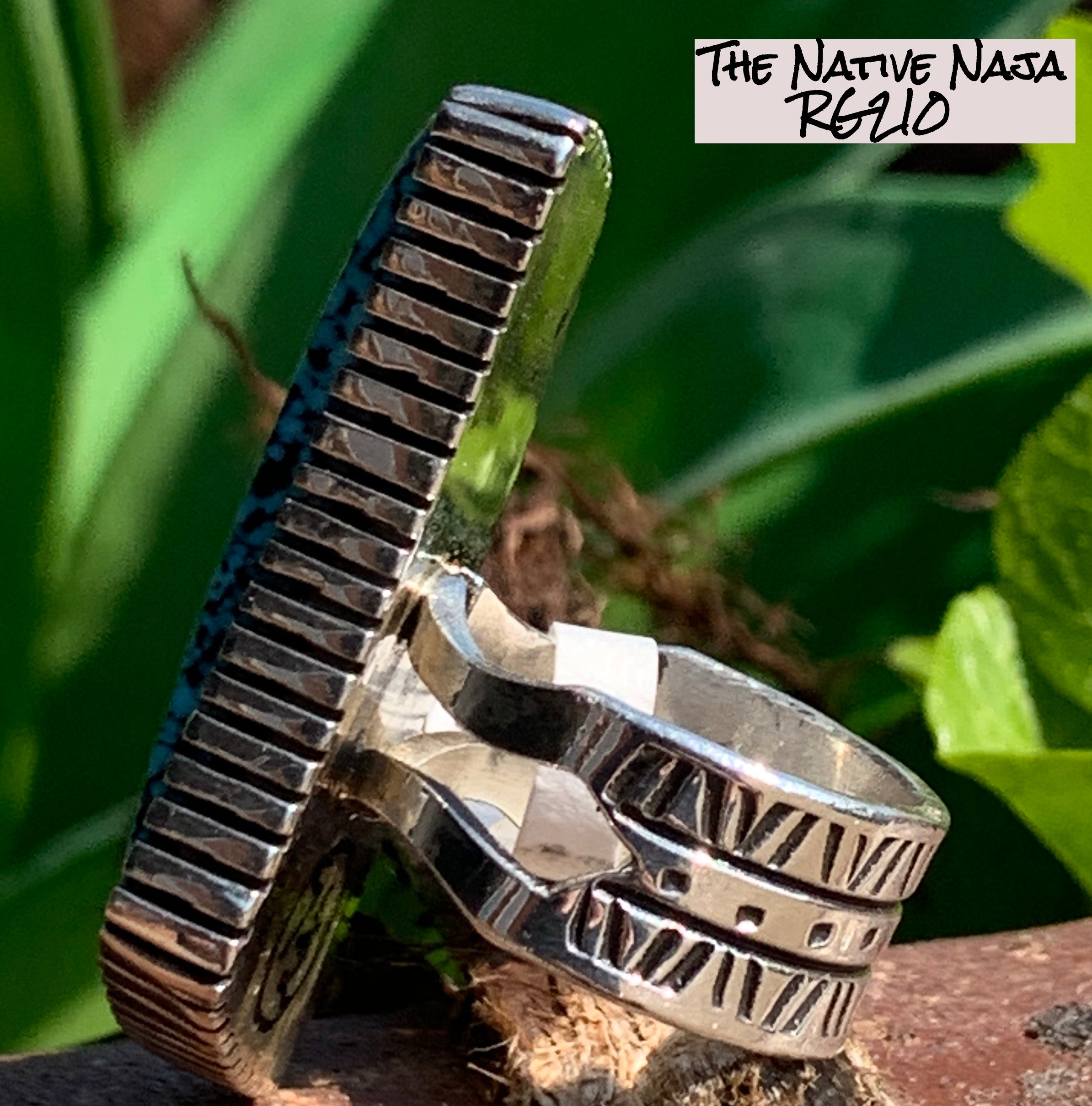 NM Navajo Landon Secatero Spiderweb Kingman Turquoise & Sterling Silver Statement Ring SZ 7 1/2 RG210