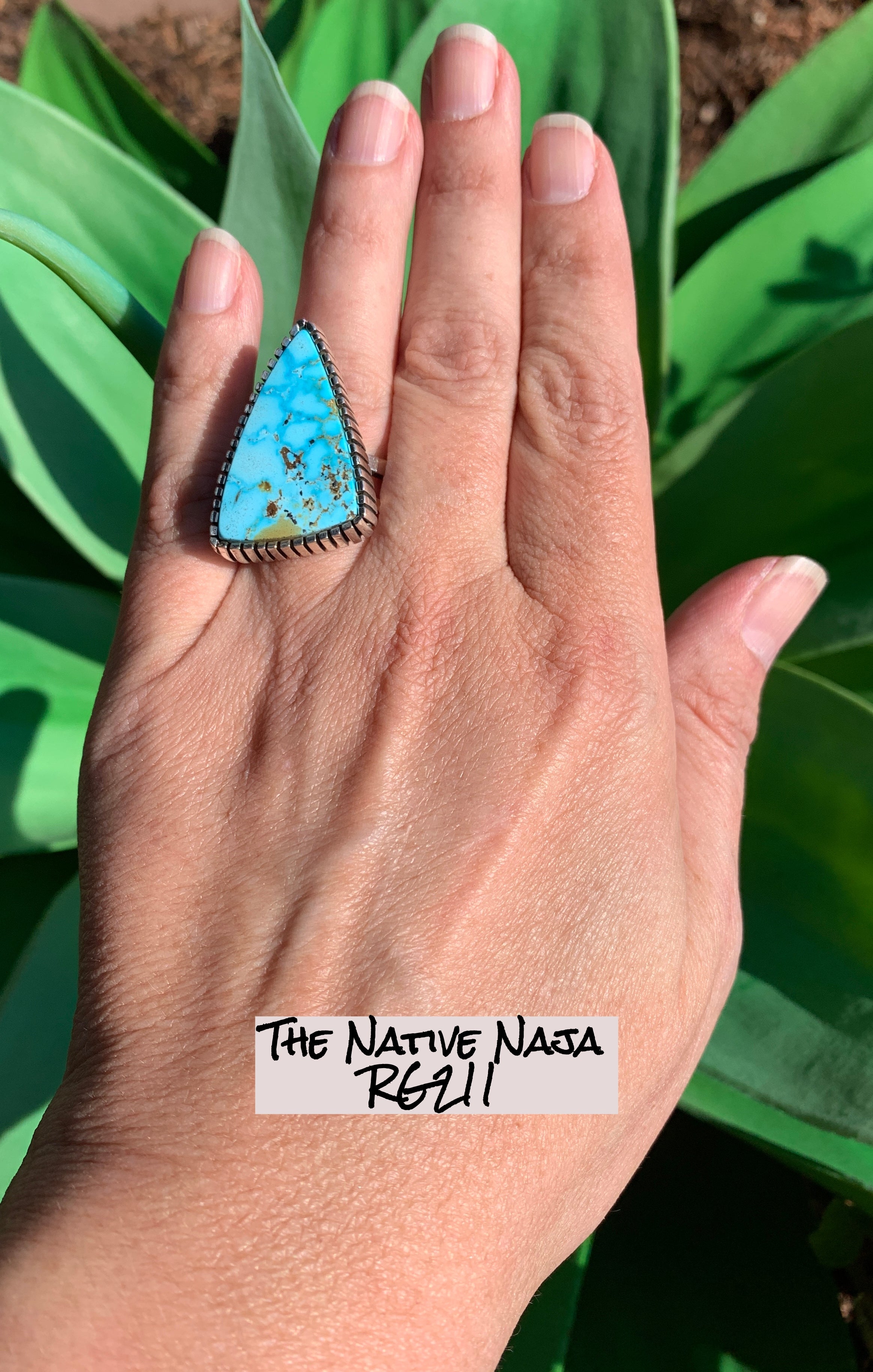 NM Navajo Landon Secatero Kingman Turquoise & Sterling Silver Statement Ring SZ 7.5 RG211