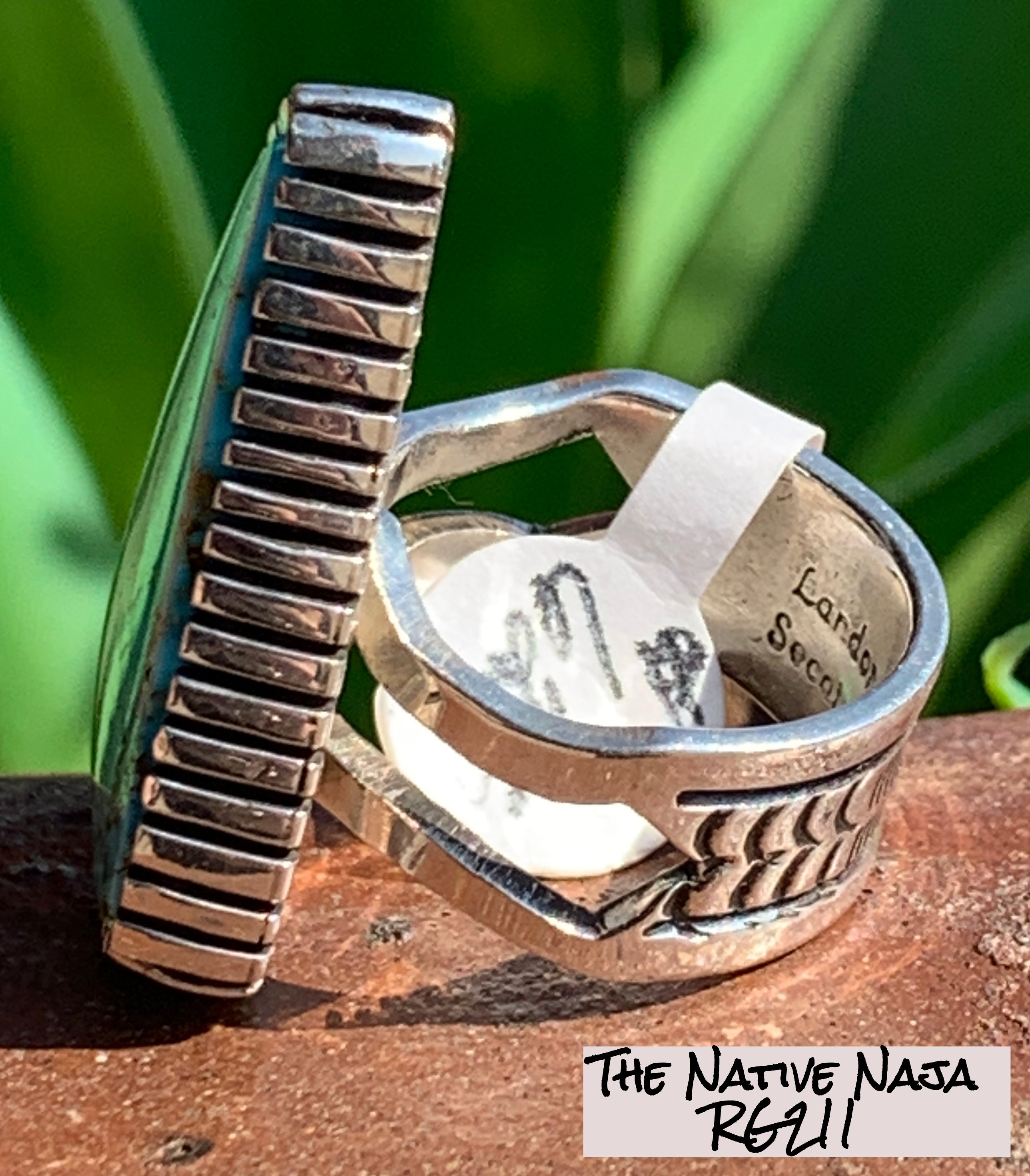 NM Navajo Landon Secatero Kingman Turquoise & Sterling Silver Statement Ring SZ 7.5 RG211
