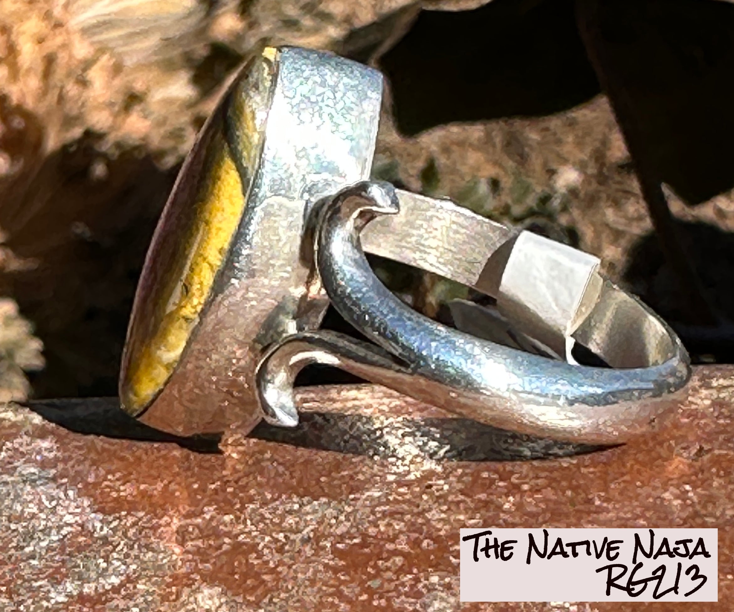 Navajo Larry Castillo Sterling Silver & Bumblebee Jasper Ring Size 7 3/4 RG213