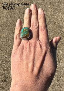 Stunning Navajo Jesse Martinez Royston Turquoise & Sterling Silver Adjustable Ring RG230
