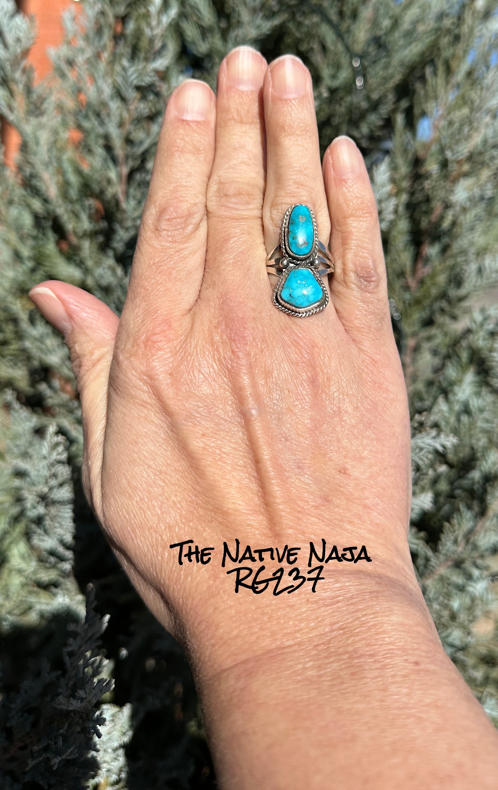 Navajo LaRosa Ganadonegro Sterling Silver & Royston Turquoise Ring SZ 7 3/4" RG237