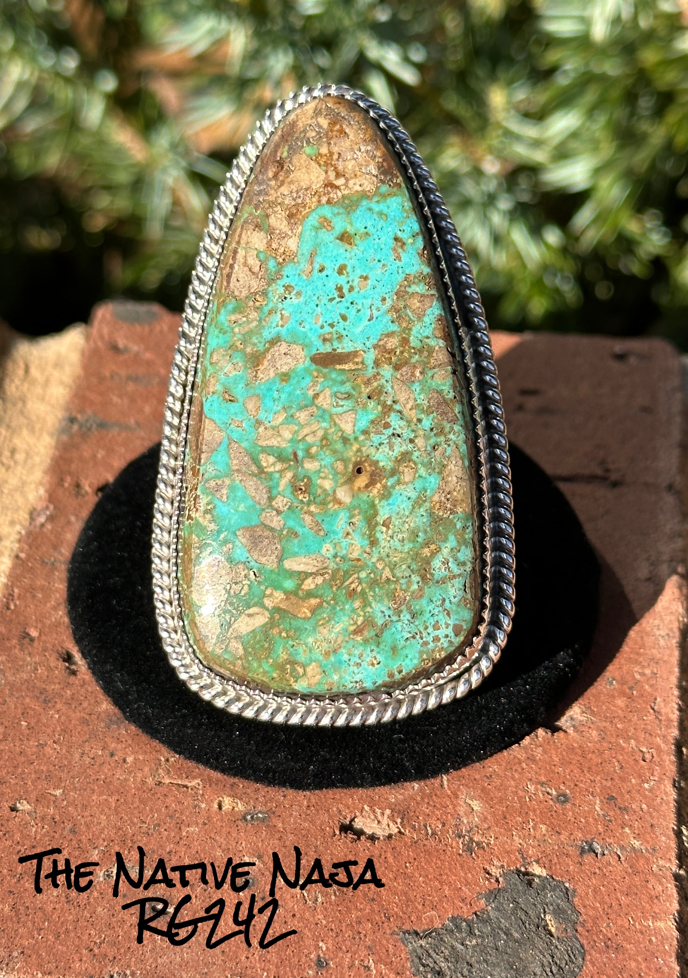 Large Navajo Benny Benally Sterling Silver & Royston Turquoise Ring SZ 11 3/4 RG242