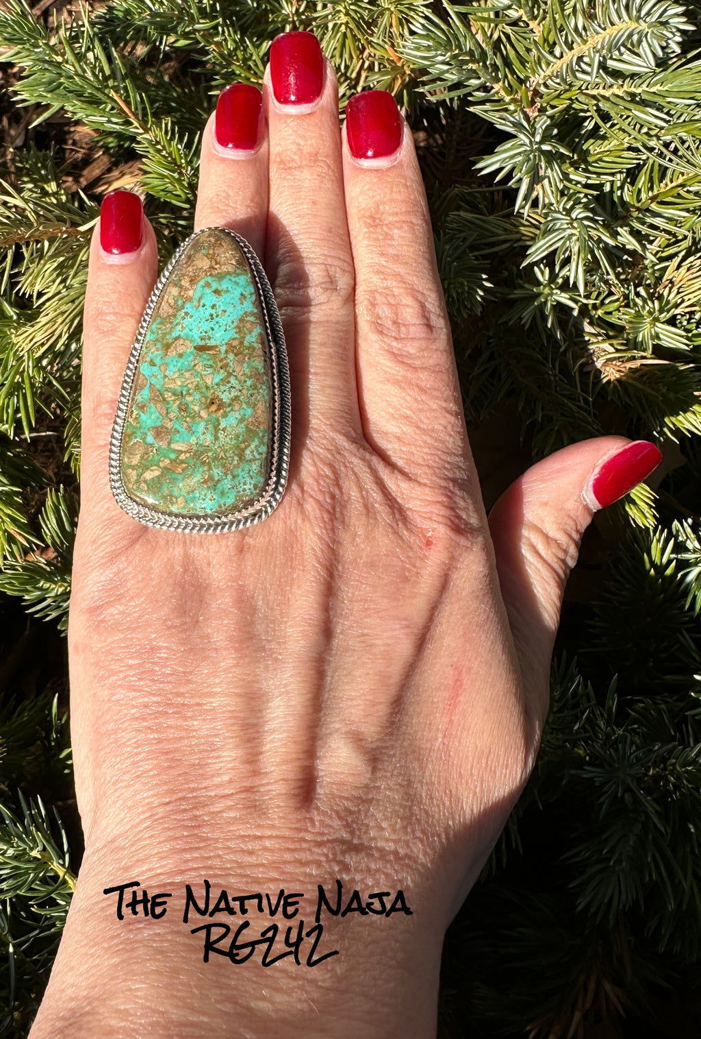 Large Navajo Benny Benally Sterling Silver & Royston Turquoise Ring SZ 11 3/4 RG242