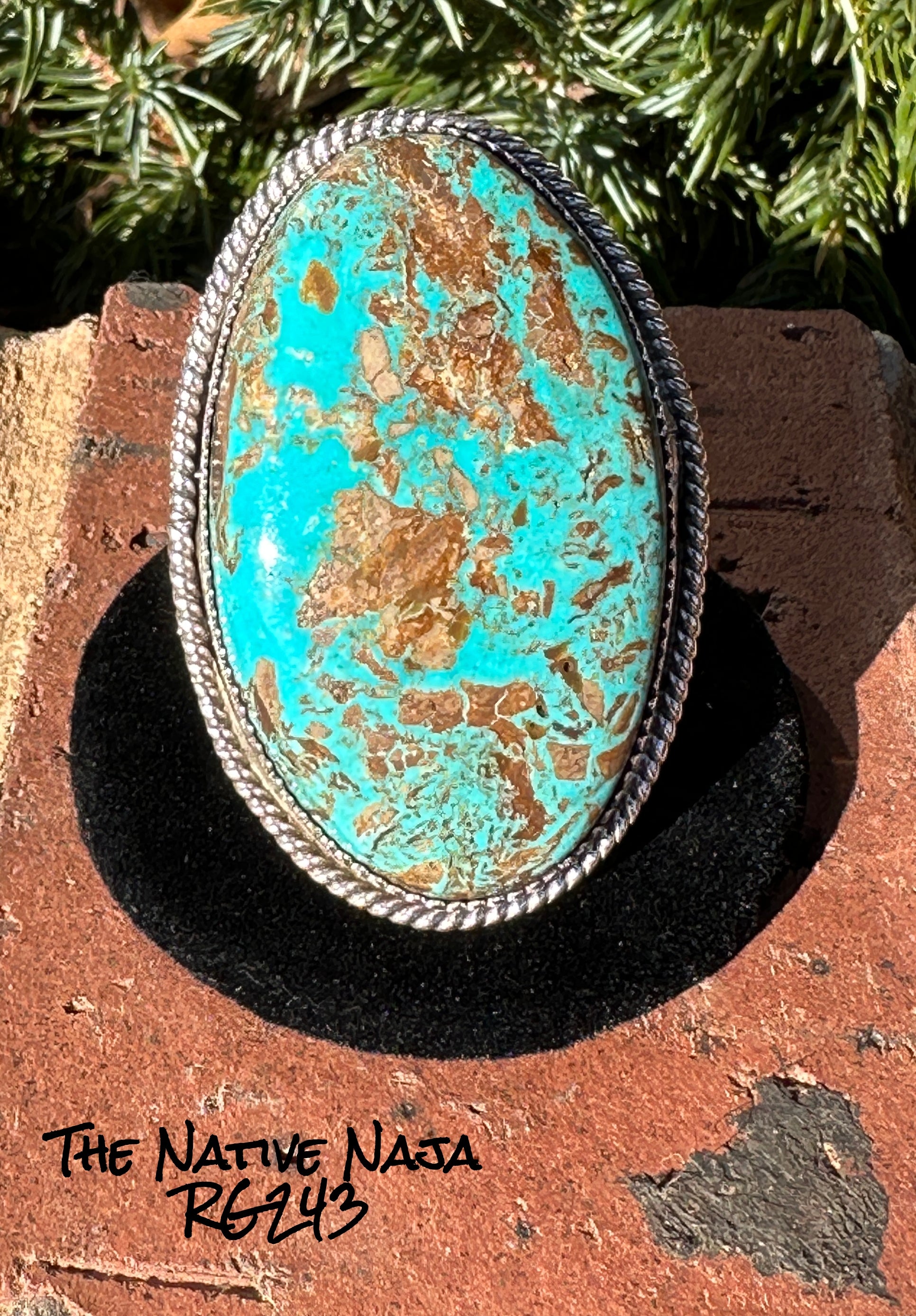 Large Navajo Benny Benaliy Sterling Silver & Royston Turquoise Ring RG243
