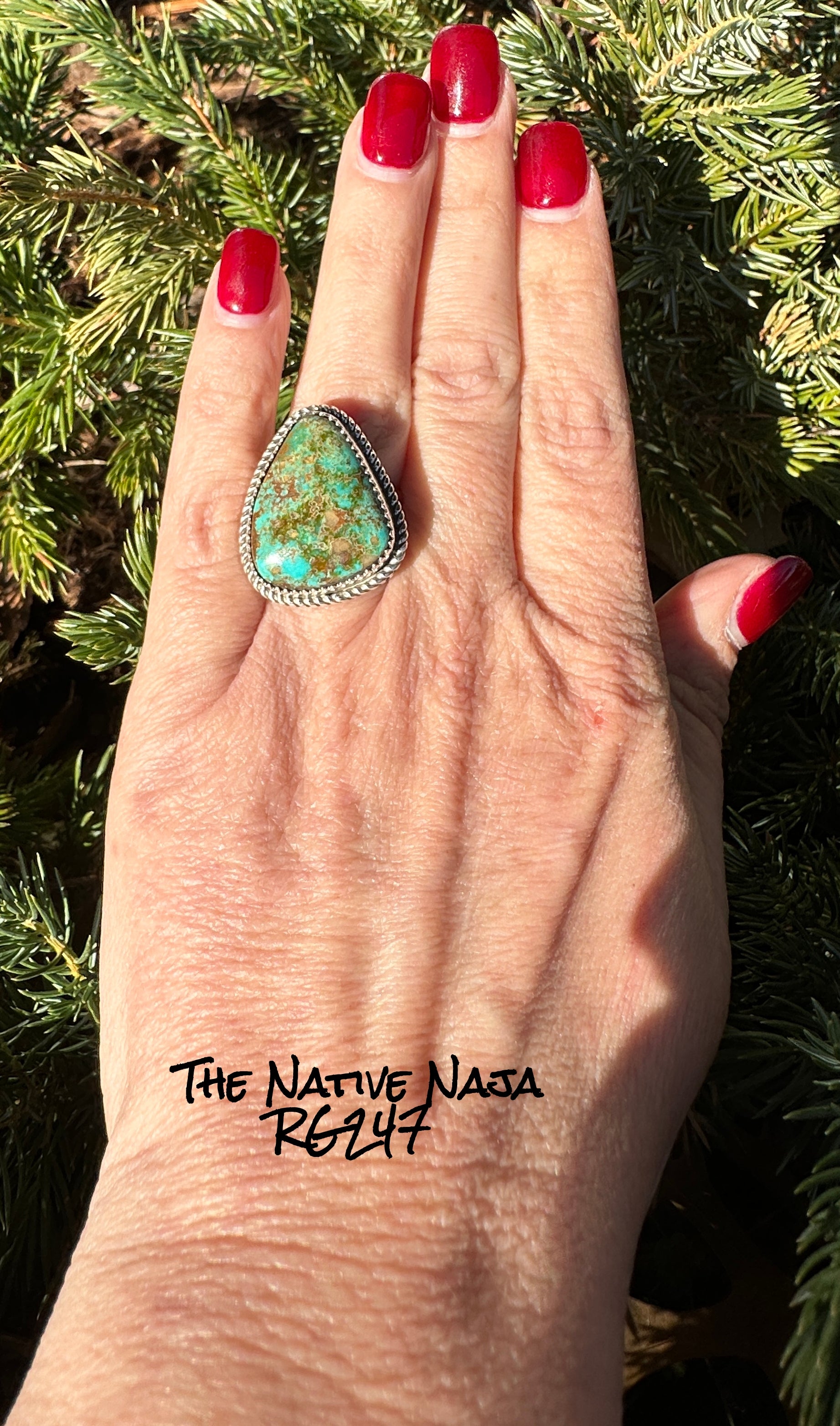 Navajo Benny Benaliy Sterling Silver & Royston Turquoise Adjustable Ring RG247