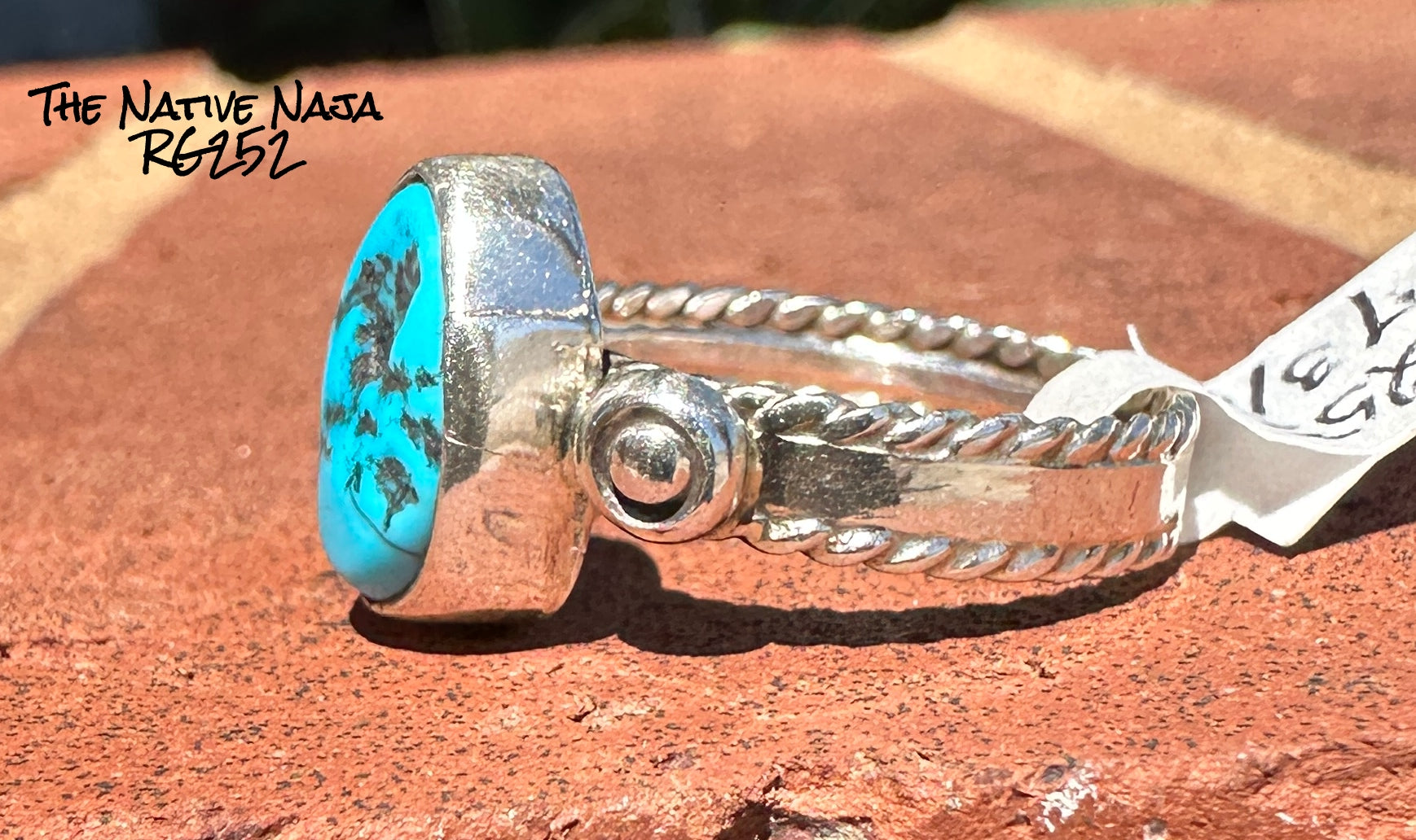 Navajo Margie Chee Sterling Silver & Kingman Turquoise Cluster Ring SZ 7 3/4 RG252