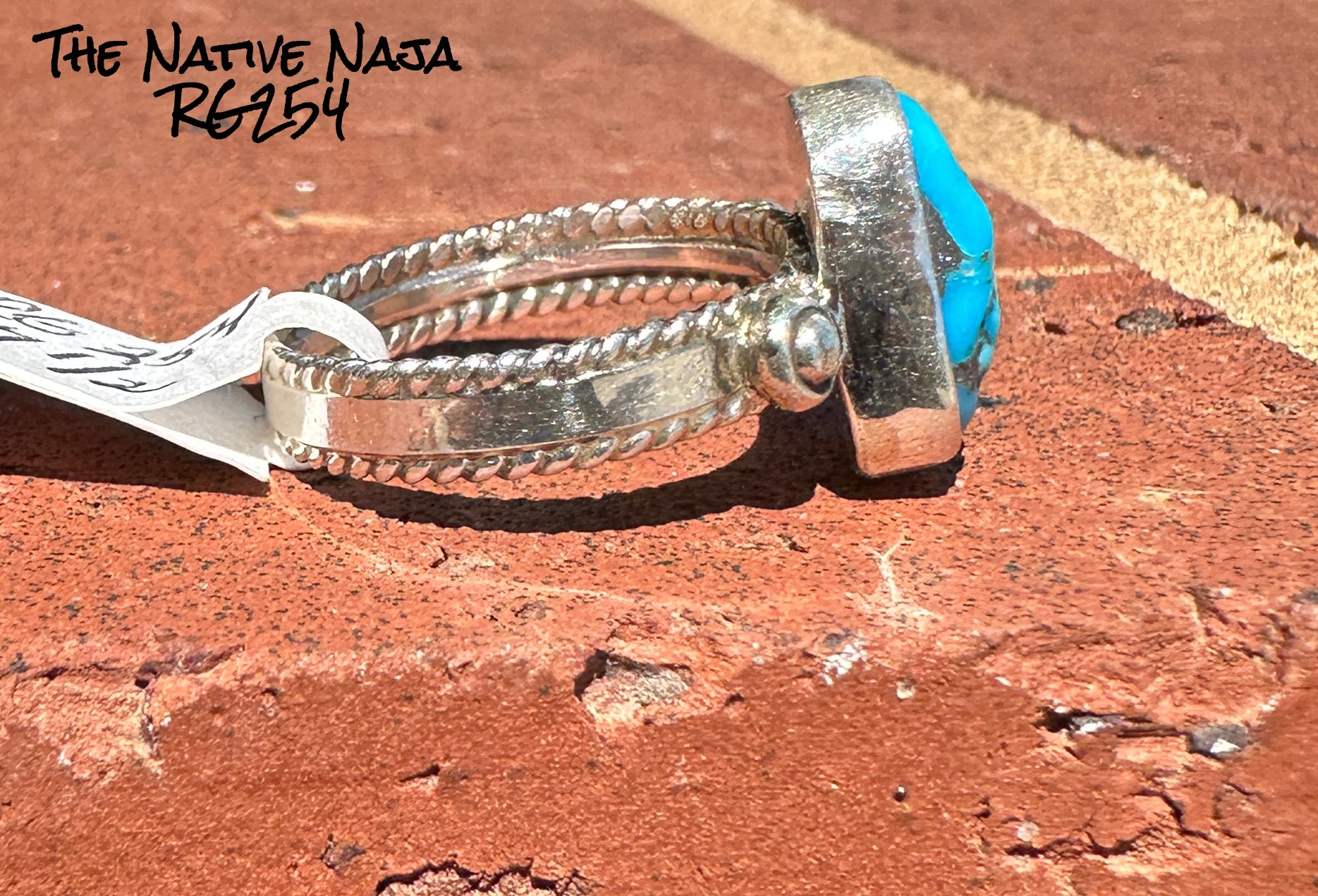 Navajo Margie Chee Sterling Silver & Kingman Turquoise Cluster Ring SZ 7 1/2 RG254