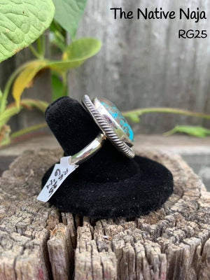 Navajo Sterling Silver & Kingman Turquoise Ring Size 6 1/4 RG25