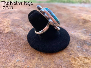 Navajo Sterling Silver & Heubi Turquoise Ring Size 6 3/4 RG43