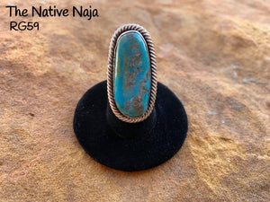 Navajo Sterling Silver & Kingman Turquoise Ring Size 5 1/2 RG59