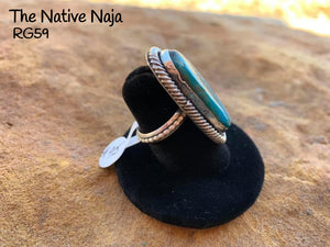 Navajo Sterling Silver & Kingman Turquoise Ring Size 5 1/2 RG59