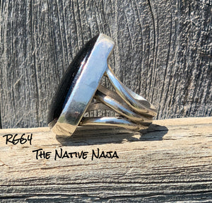 Navajo Chimney Butte Genuine Sterling Silver & Black Onyx Ring Size 7 3/4 RG64
