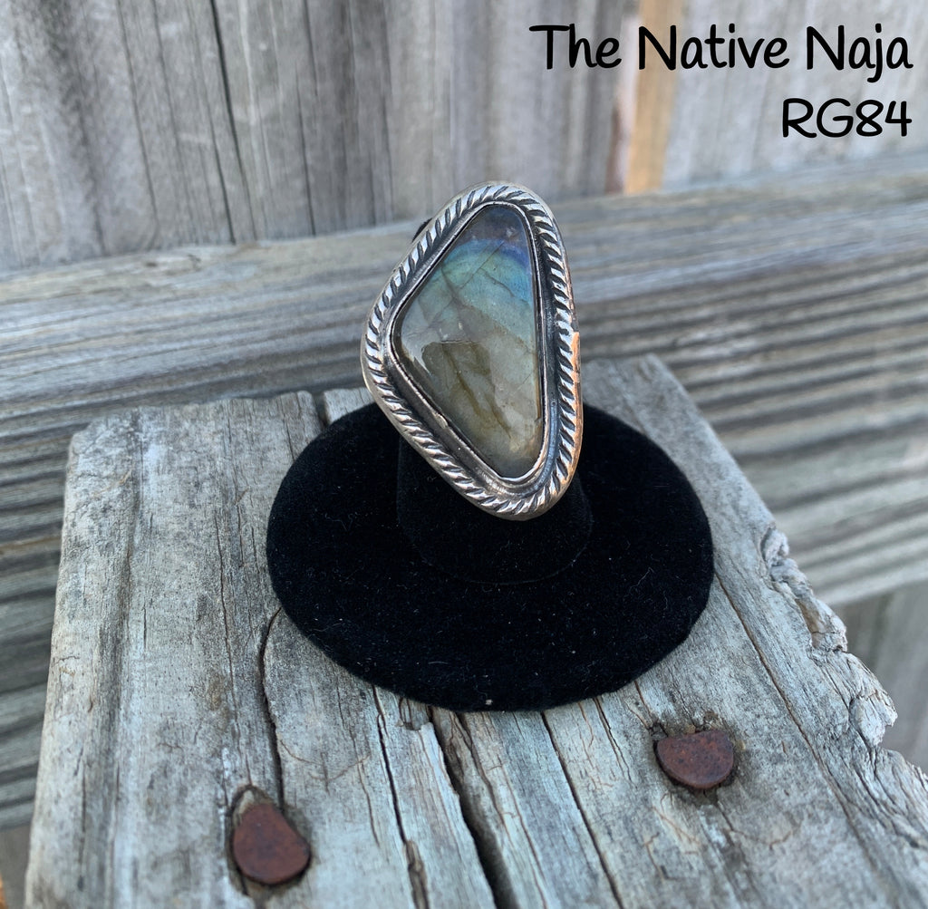 Navajo Chimney Butte Labradorite & Sterling Silver Ring Size 6 1/4 RG84