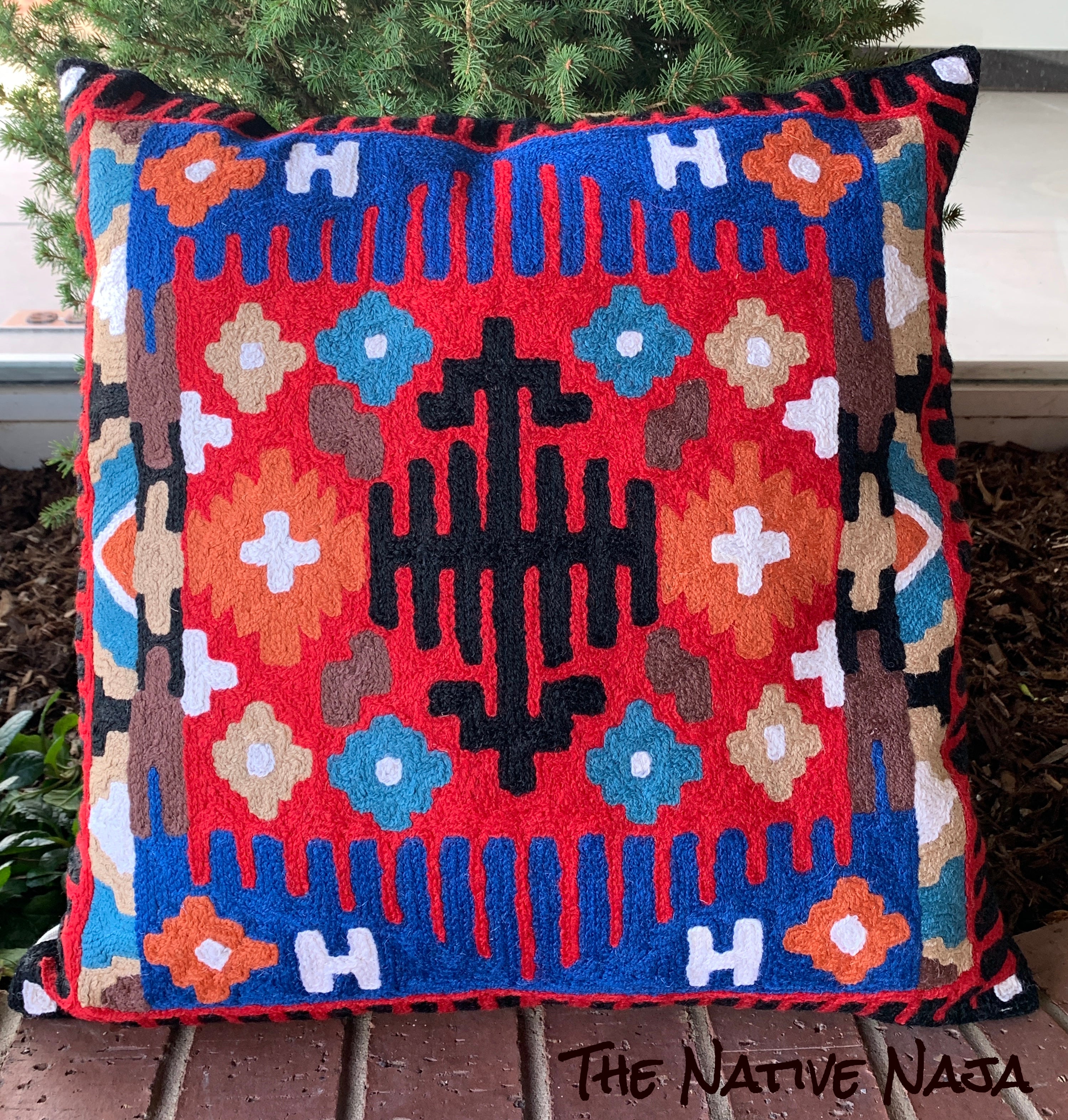 Southwestern Aztec Kashmiri 18"X18" Wool Designer Art Pillow Cover WPC4