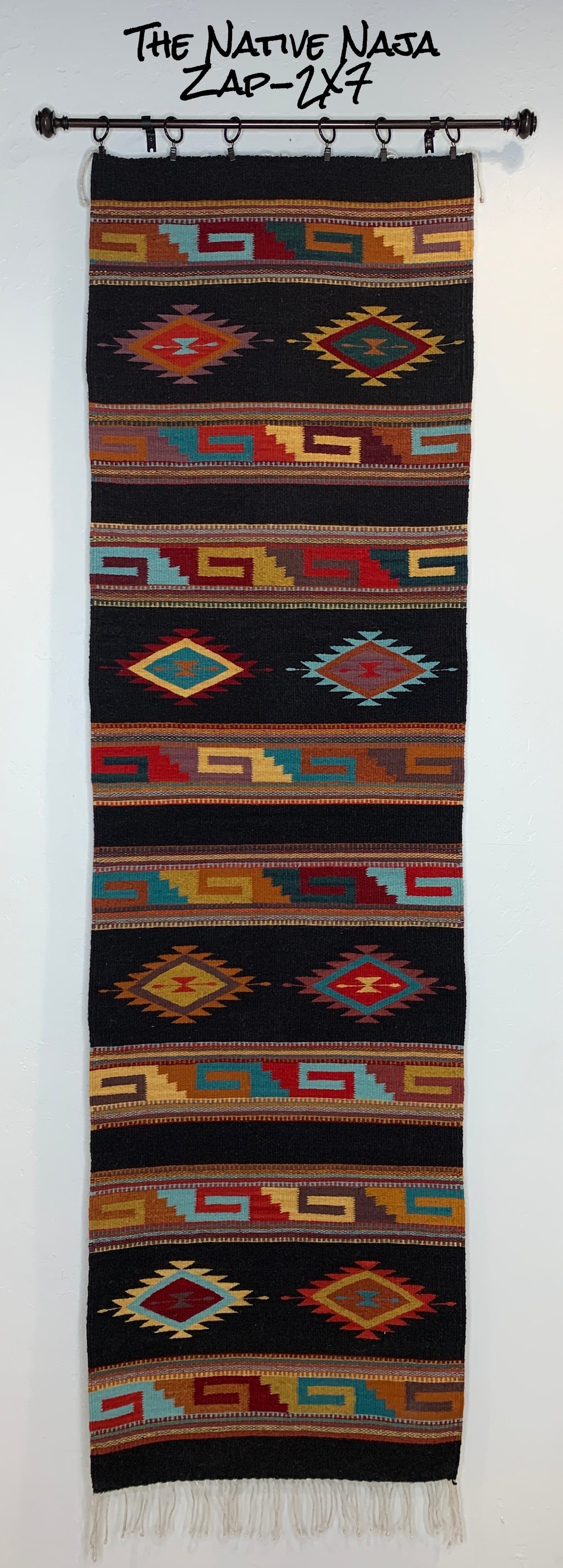 Zapotec Oaxaca 100% Hand-Loomed Wool 2' X 7' Floor Runner Rug ZAP2X7