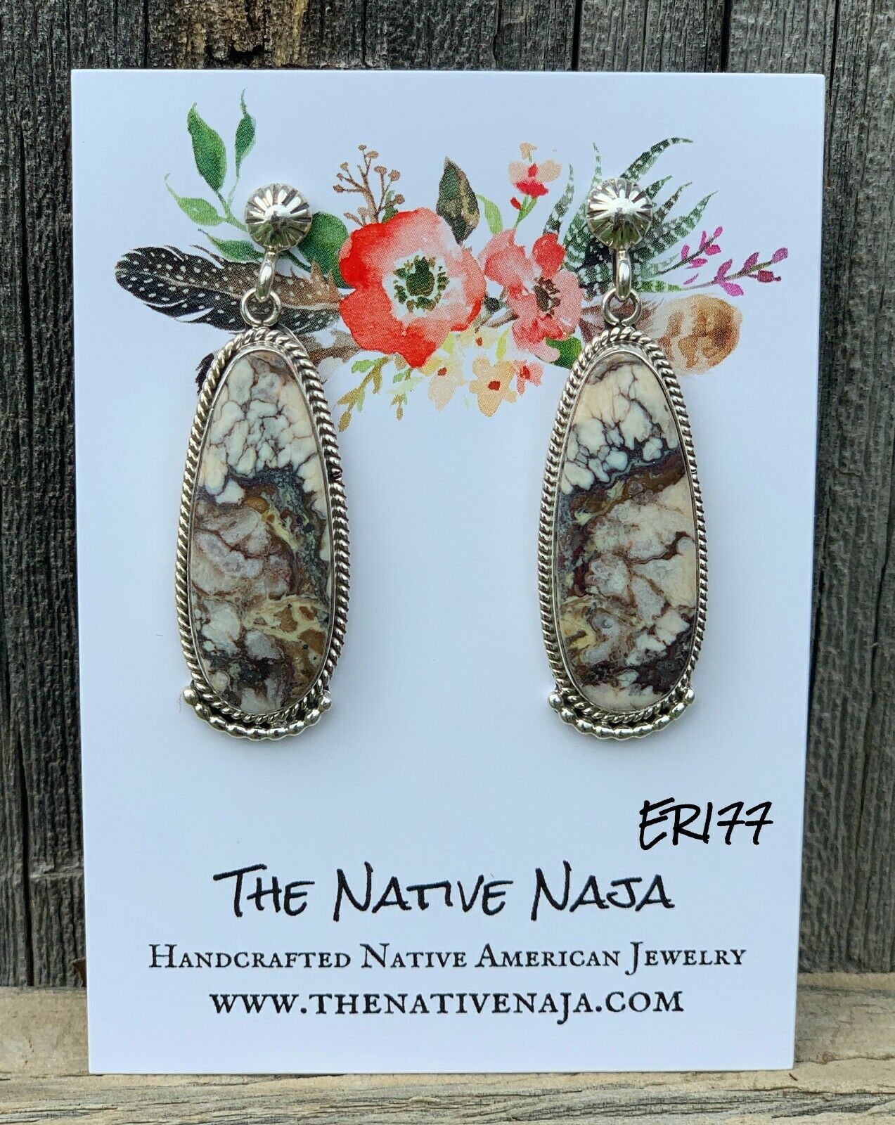 Navajo Verley Betone White Buffalo & Sterling Silver Post Earrings ER177